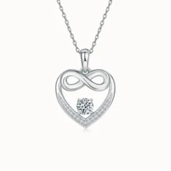 Bow Heart Moissanite Necklace