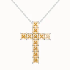 11ct Champagne Moissanite Cross Necklace