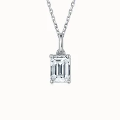 1ct/2ct Emerald Cut Moissanite Necklace