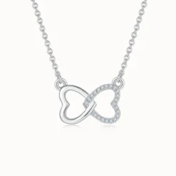 Moissanite Twin Heart Bond Necklace