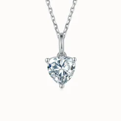 1ct/2ct Heart Solitaire Necklace