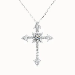 Moissanite Arrowhead Cross Necklace