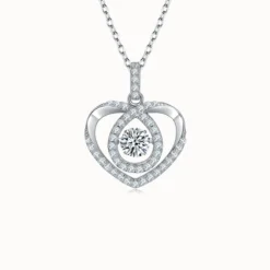 0.5ct Moissanite Beating Heart Necklace