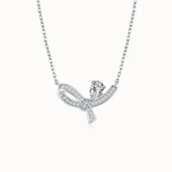 Moissanite Bow Ribbon Necklace