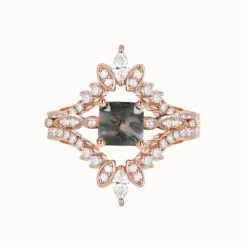 Vintage Square Moss Agate Stackable Ring