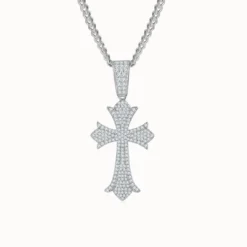 Pave Moissanite Cross Necklace