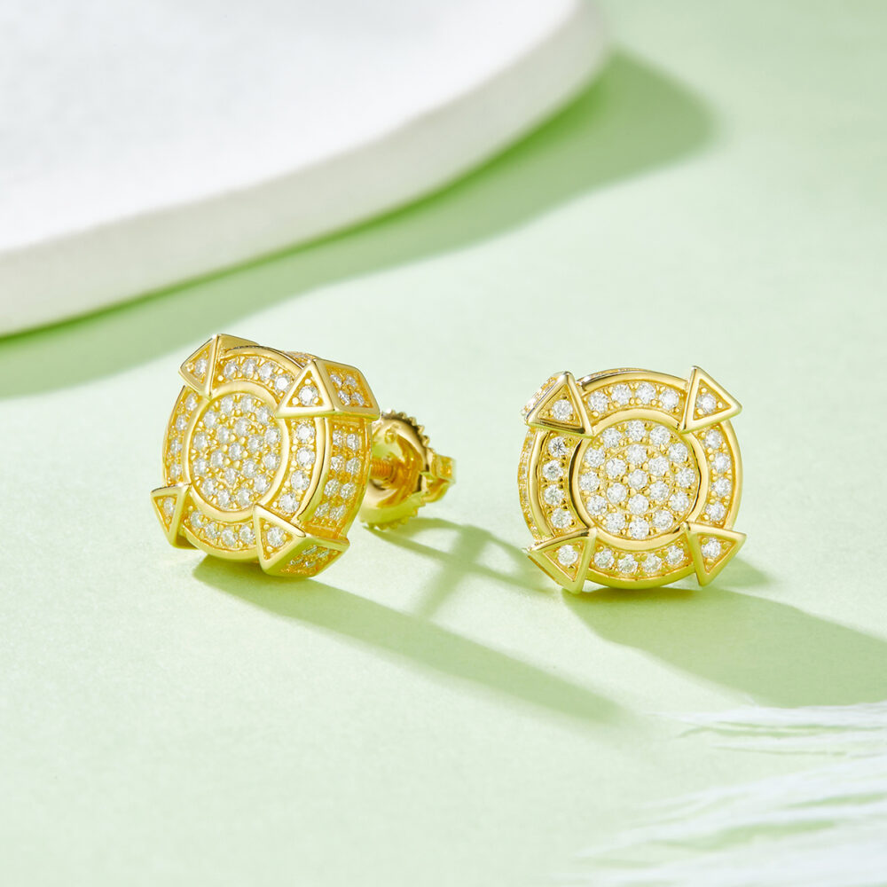 Round Spiked Moissanite Screw-back Stud Earrings - Image 4