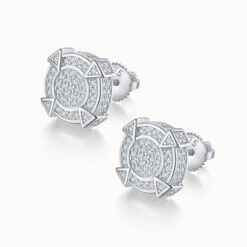 Round Spiked Moissanite Screw-back Stud Earrings