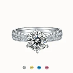 1ct|2ct| 3ct Moissanite Double Row Side Stone Ring