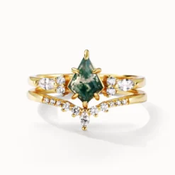 Vintage Moss Agate Stackable Ring