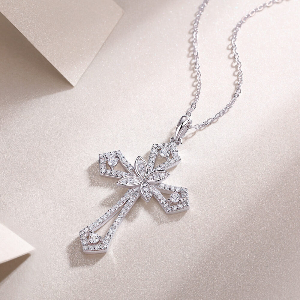 Moissanite Latin Cross Necklace - Image 3