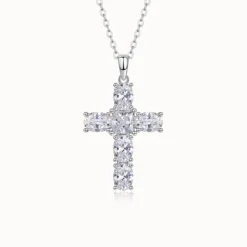 Mix Moissanite Cross Necklace