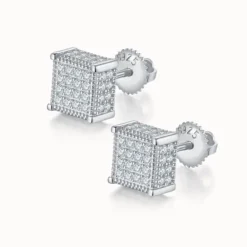 Moissanite Square Hip-Hop Stud Earrings