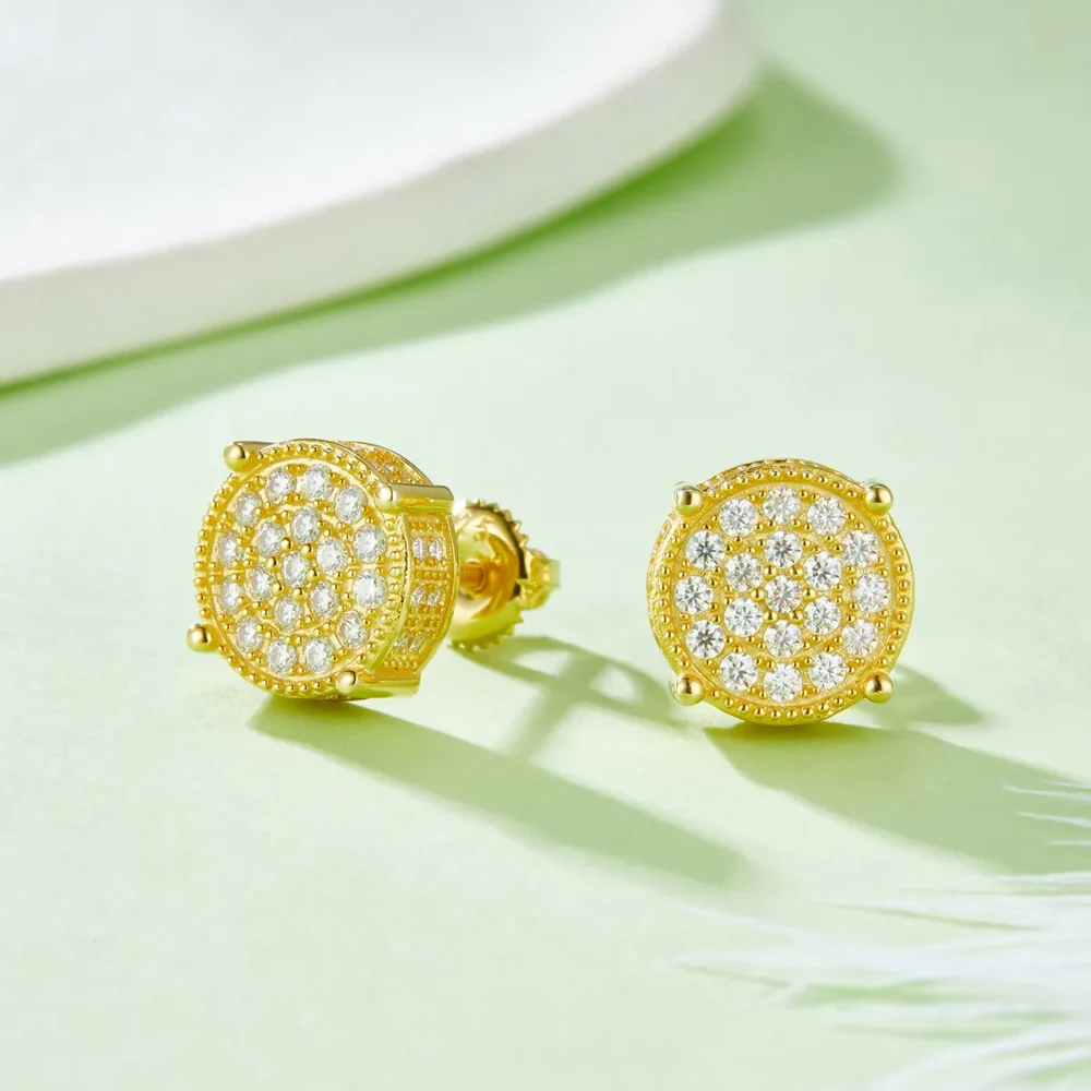 Moissanite 4-Prong Screw Hip-Hop Stud Earrings - Image 2