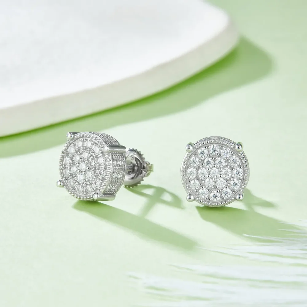 Moissanite 4-Prong Screw Hip-Hop Stud Earrings - Image 5
