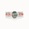 Vintage Oval Moss Agate Stackable Ring