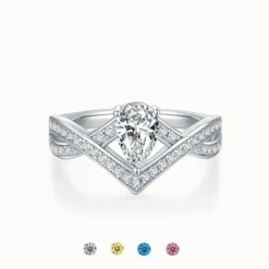 Pear-cut Moissanite Twist Ring