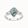 3ct Pear Moss Agate Ring