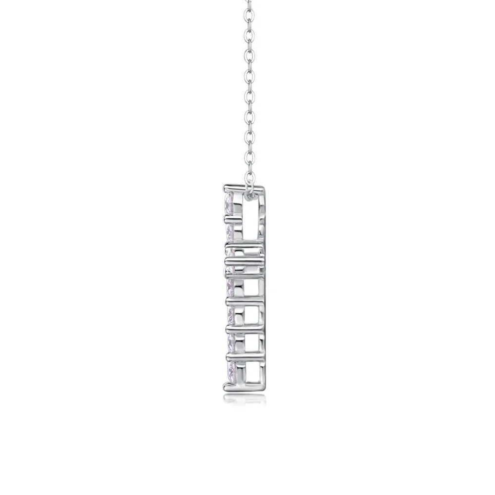 Round Moissanite Cross Necklace - Image 5