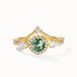 Round Moss Agate Ring