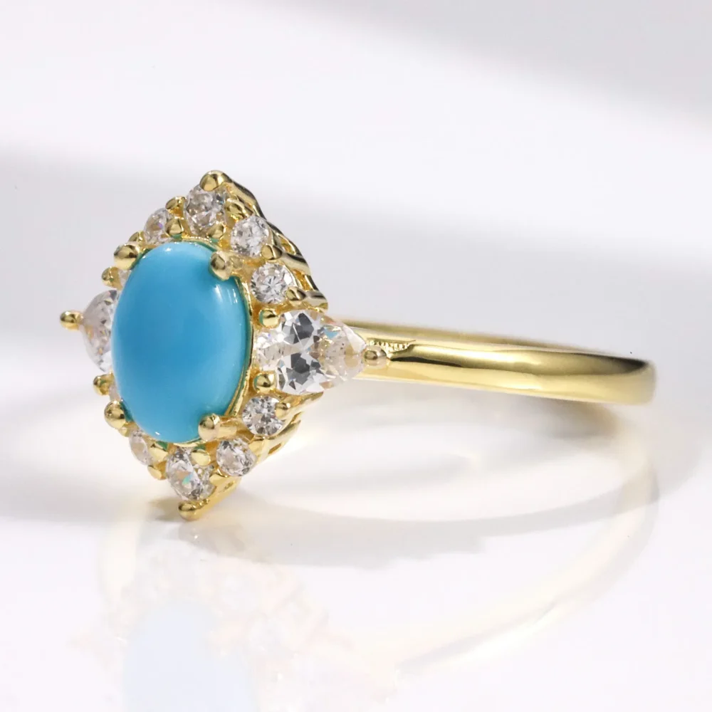 Turquoise Halo Ring - Image 3