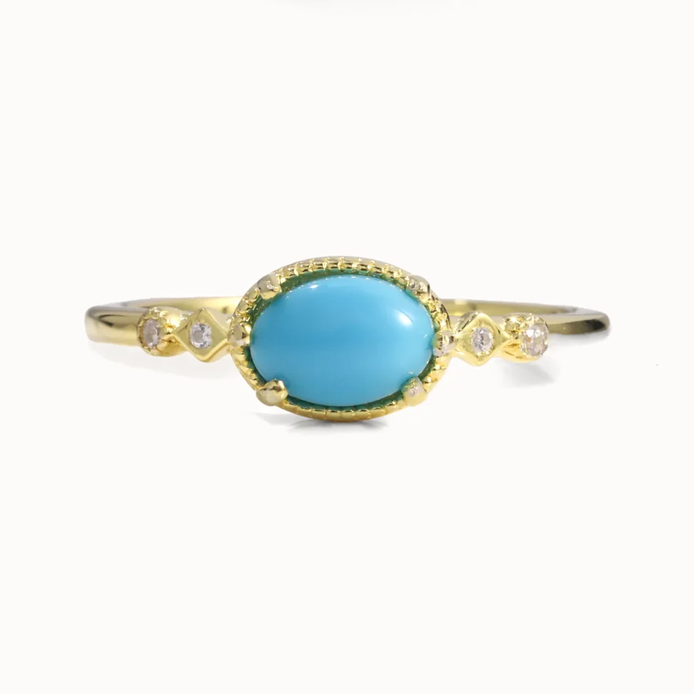 1ct Oval Turquoise Thin Ring