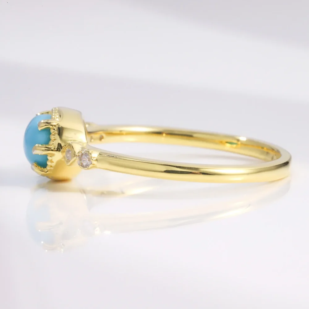 1ct Oval Turquoise Thin Ring - Image 4