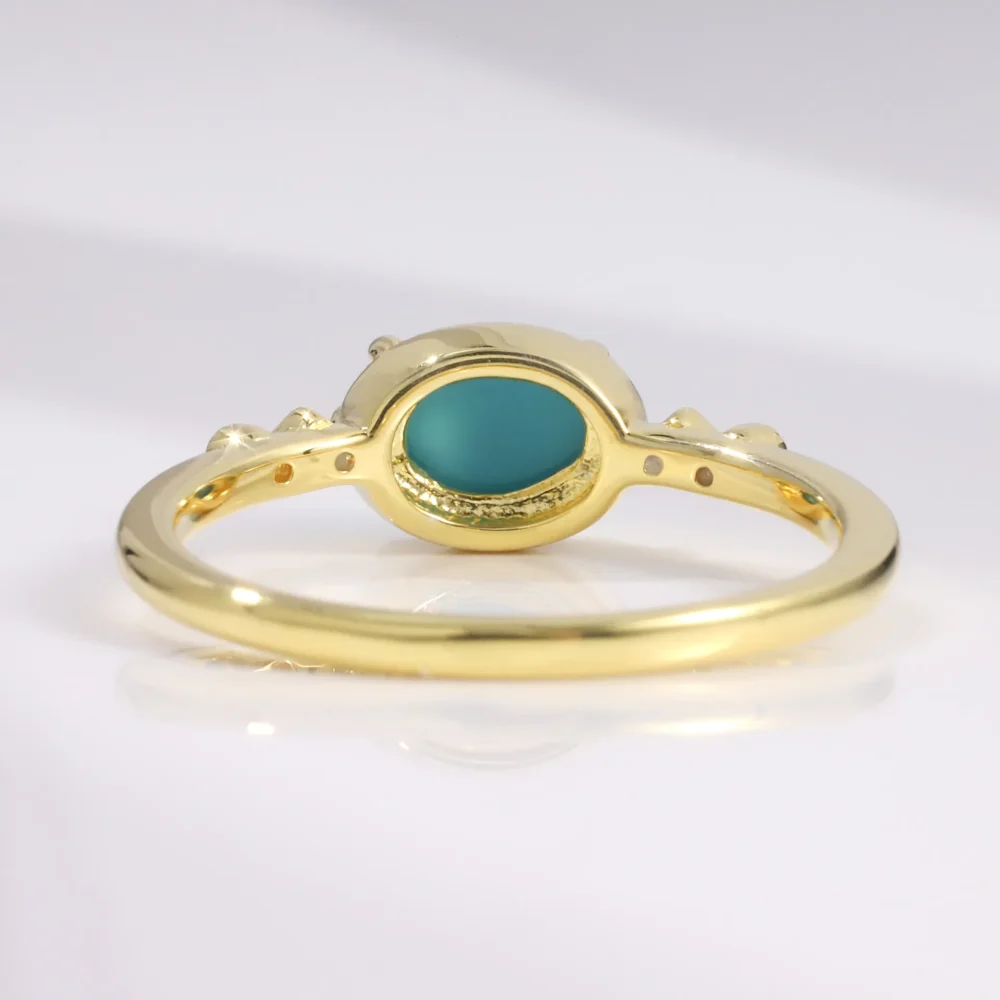 1ct Oval Turquoise Thin Ring - Image 5