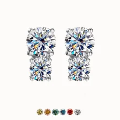 Double Stone Moissanite Studs
