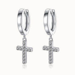 Moissanite Cross Dangle Earrings