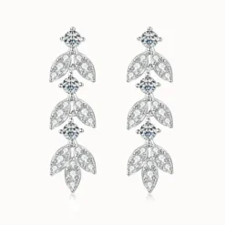 Moissanite Fairy Leaf Earrings