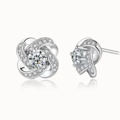 Moissanite Knot of Love Sterling Silver Stud Earrings