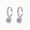 Round Moissanite Hoops With Charm