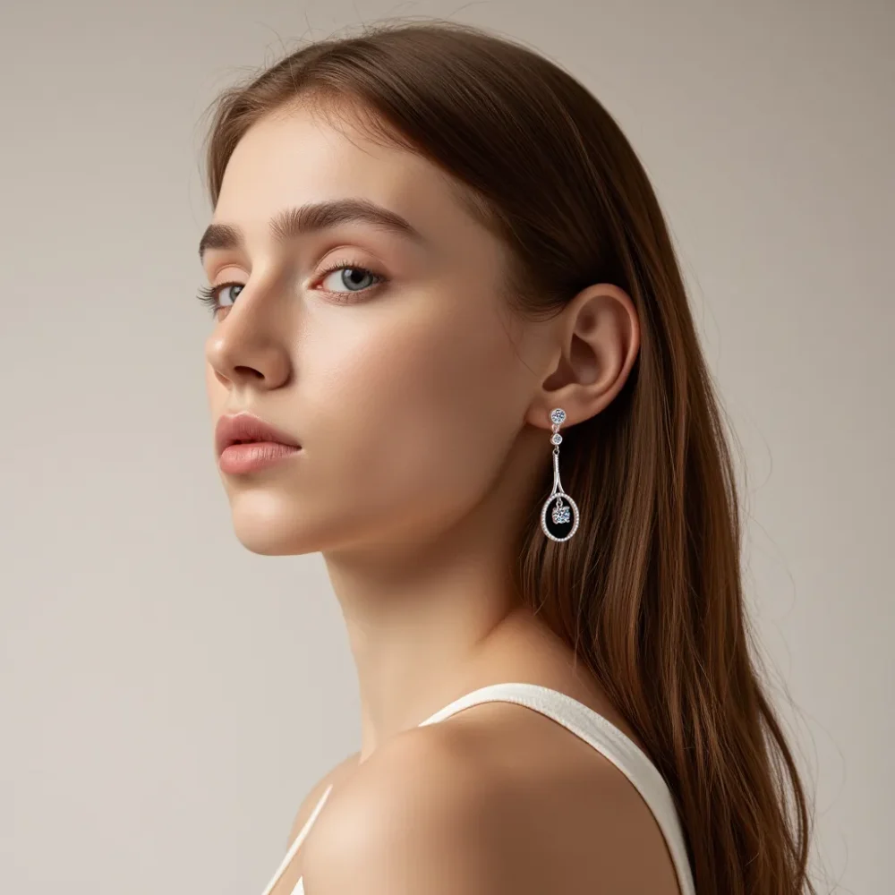 Moissanite Long Dangle Earrings - Image 2