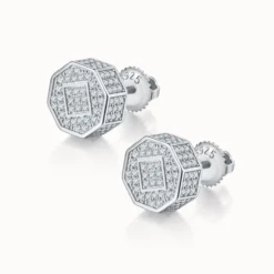 Moissanite Octagon Hip-hop Stud Earrings