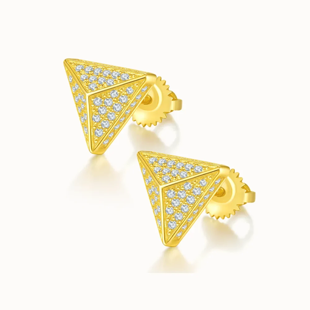 Moissanite Triangle Hip-hop Stud Earrings - Image 5