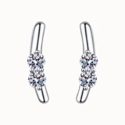 Curved Elegance Moissanite Stud Earrings