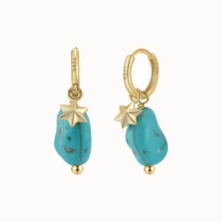 Turquoise Charm Hoops