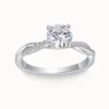 1ct Moissanite Twist Side Stone Ring
