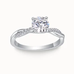 1ct Moissanite Twist Side Stone Ring