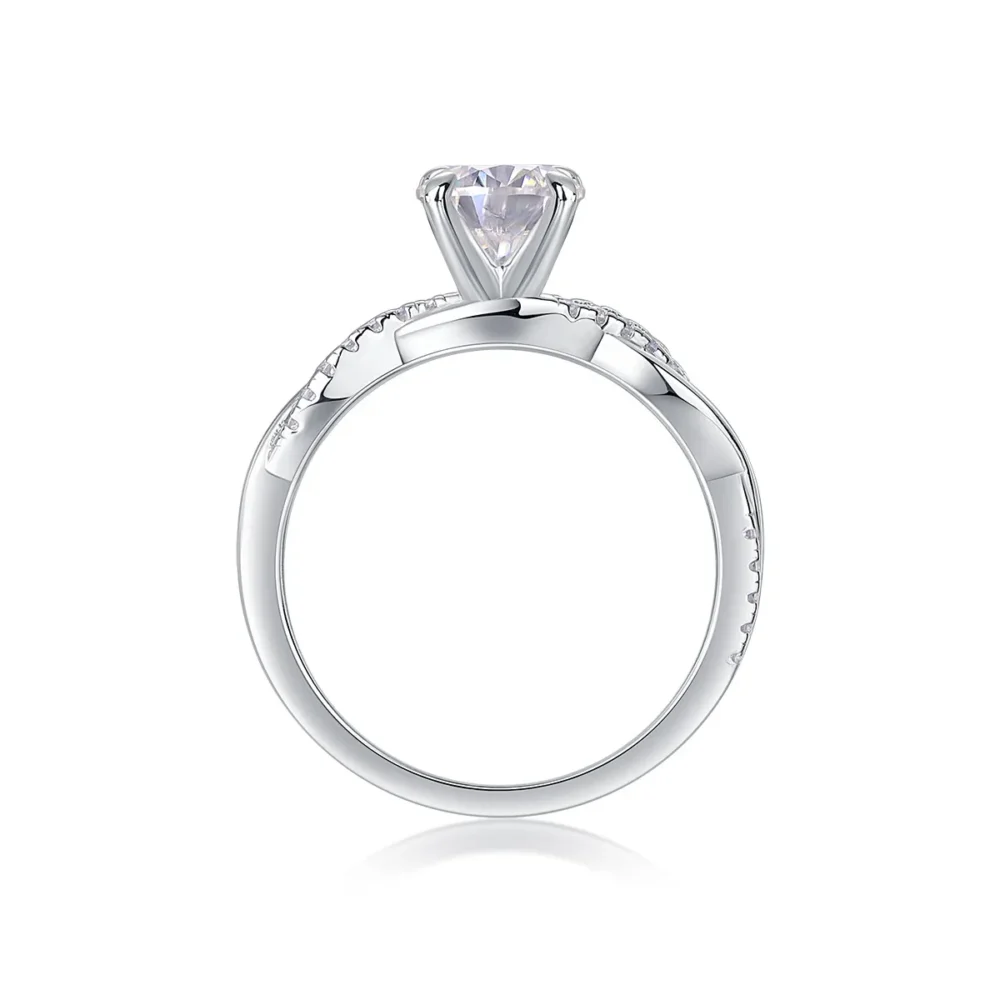 1ct Moissanite Twist Side Stone Ring - Image 5