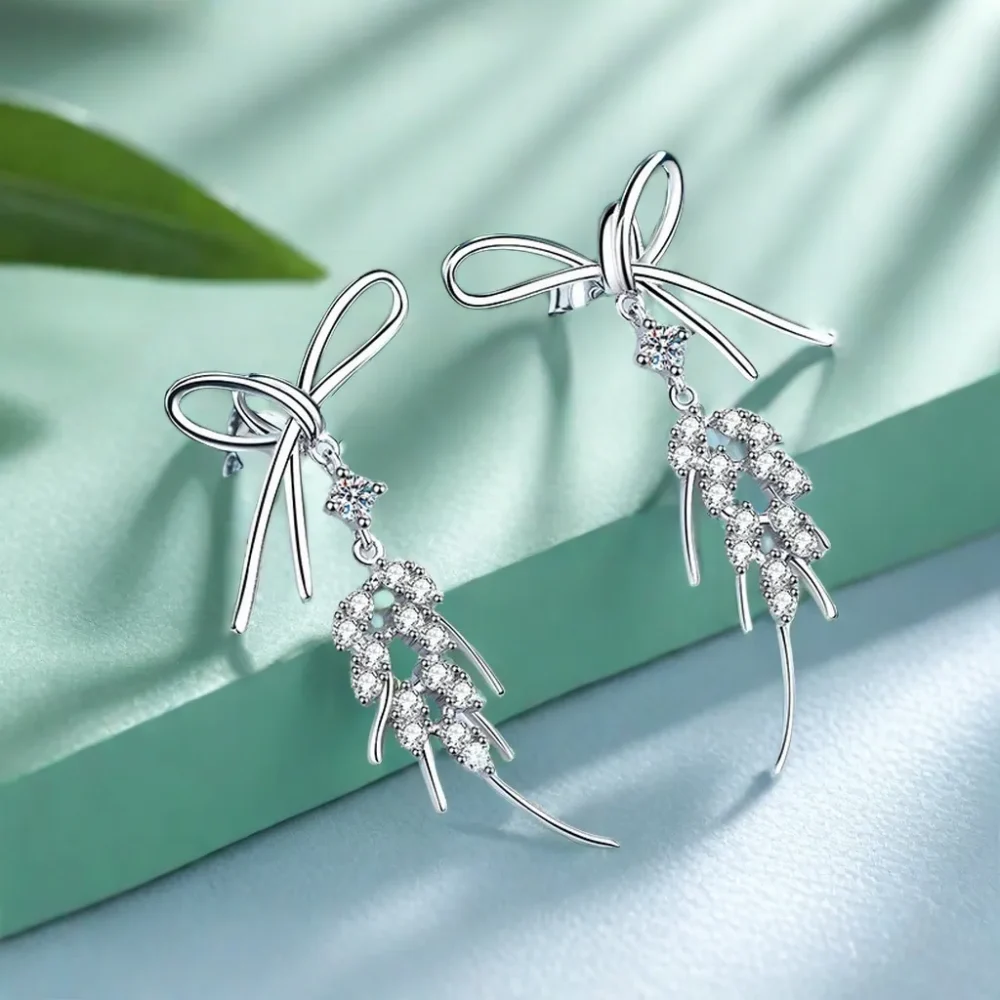 Wheat Spike Moissanite Earrings - Image 4