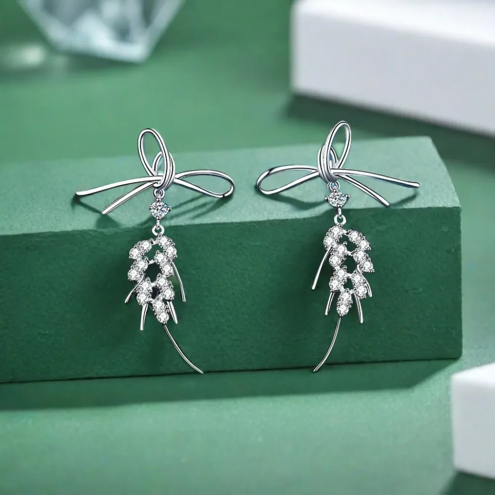 Wheat Spike Moissanite Earrings - Image 3
