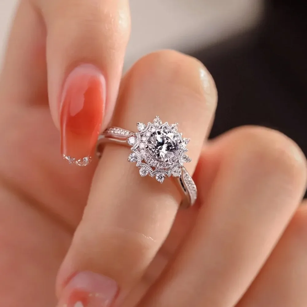 0.5ct Moissanite Sun Halo Ring - Image 3