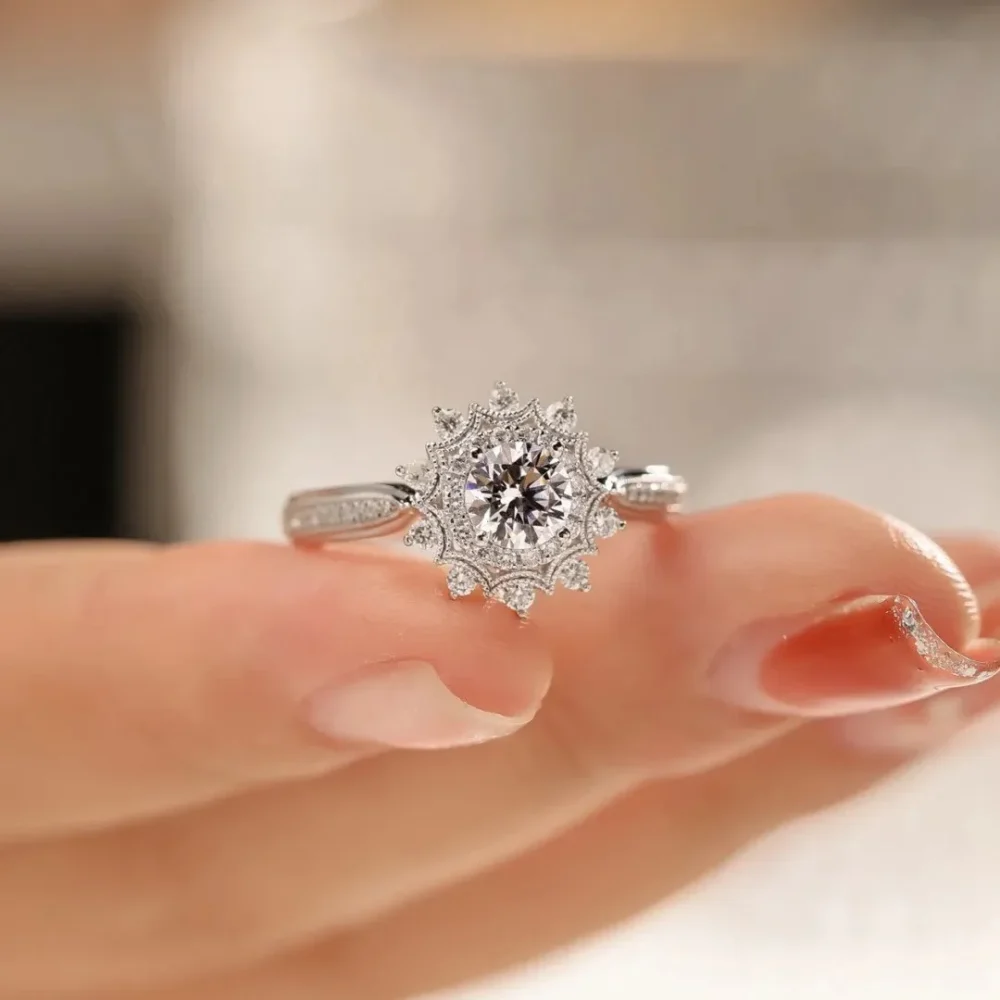 0.5ct Moissanite Sun Halo Ring - Image 4