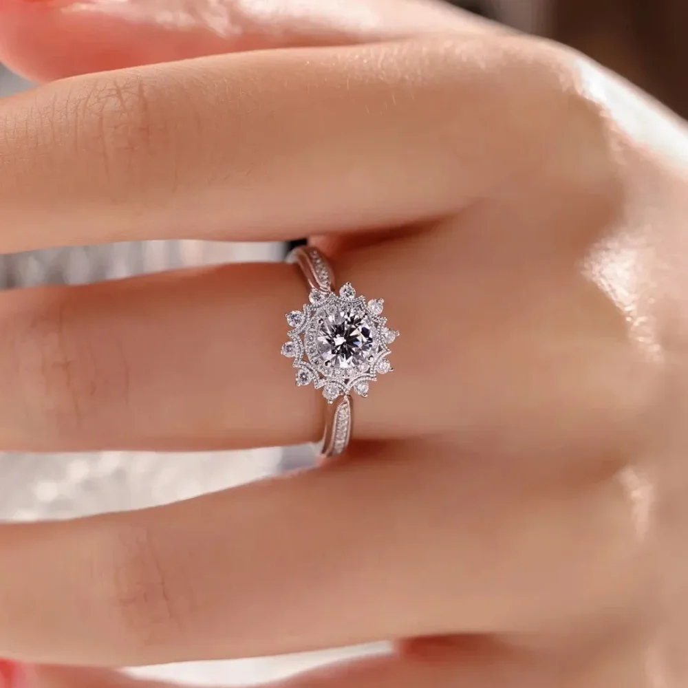 0.5ct Moissanite Sun Halo Ring - Image 2