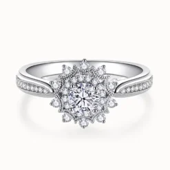 0.5ct Moissanite Sun Halo Ring