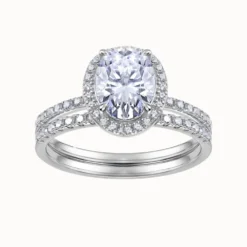 1.5ct Moissanite Double Shank Halo Ring