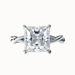 4ct Princess Cut Moissanite Twist Solitaire Ring