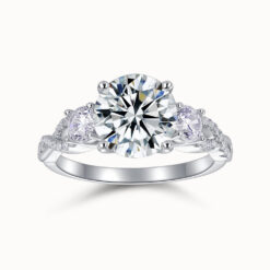 2.5ct Round Moissanite Side Stone Ring